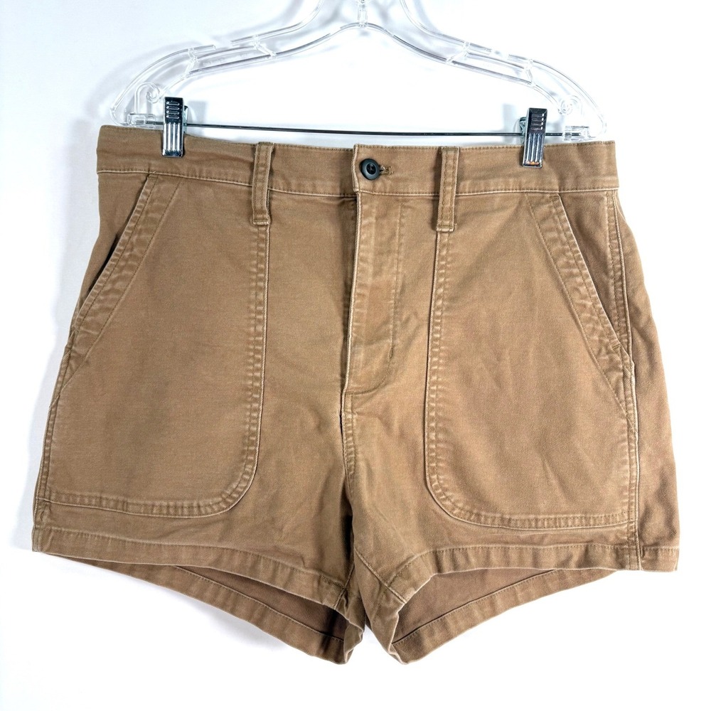 Madewell Utility Shorts Tan Brown High Rise Patch Pocket Cotton Twill 2118
